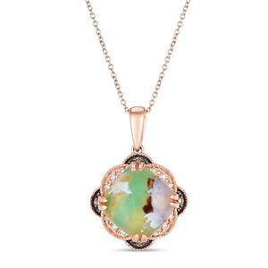 14k Levian Strawberry Gold Vanilla Chocolate Peacock Clover Pendant Necklace